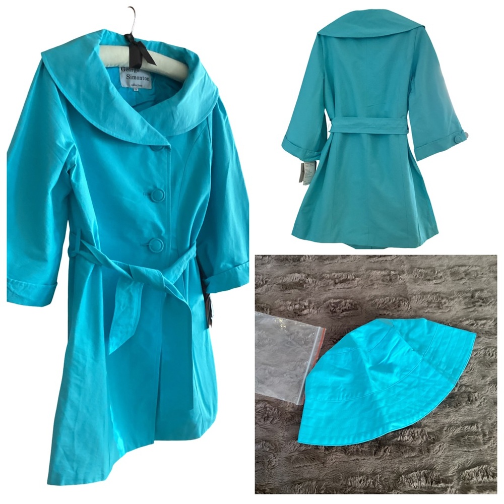 🪷 NWT George Simonton Stylish Trench Coat w/Matching Hat